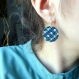 Boucles d'oreilles* plastique fou* motifs géométriques* bleues
