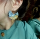 Boucles d'oreilles* plastique fou* encre de chine et feuille d'or* turquoise  