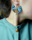 Boucles d'oreilles* plastique fou* encre de chine et feuille d'or* turquoise  