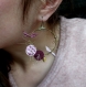 Boucles d'oreilles créoles fleuries* couronnes de fleurs* vichy rose