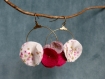 Boucles d'oreilles créoles fleuries* trio de fleurs* liberty/ rose 
