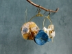 Boucles d'oreilles créoles fleuries* trio de fleurs*  liberty jaune/ crème et doré/ bleu