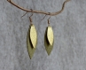 Boucles d'oreilles en cuir* feuillage* cuir* olive/ doré
