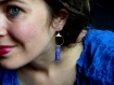 Boucles d'oreilles* plastique fou* minimalisme* bleu/ doré* feuillage