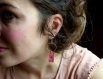 Boucles d'oreilles* plastique fou* minimalisme* rose/ doré* liberty
