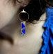 Boucles d'oreilles* plastique fou* minimalisme* bleu/ doré* graphiques