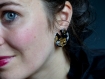 Boucles d'oreilles en plastique fou* encre de chine* feuille d'or* ethniques et minérales