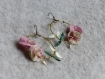 Boucles d'oreilles créoles fleuries* couronnes de fleurs* rose/ vert/ blanc