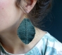 Boucles d'oreilles* plume* feuille macramé* vert de gris