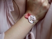 Bracelet fleuri* fleurs en tissu cousues main* rose