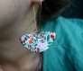 Boucles d'oreilles éventails* dessinées main* motifs floraux* multicolore