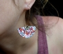 Boucles d'oreilles éventails* dessinées main* motifs floraux* liberty rose