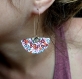 Boucles d'oreilles éventails* dessinées main* motifs floraux* liberty rose
