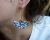 Boucles d'oreilles éventails* dessinées main* motifs floraux* liberty gris
