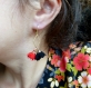 Boucles d'oreilles* géométriques* losanges en laiton et pompons colorés