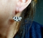Boucles d'oreilles dessinées à la main* demi-lune* mini* liberty noir/ doré