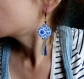 Boucles d'oreilles* lanternes chinoises* arabesques bleues
