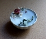  bougie florale* coupelle vert d'eau porcelaine