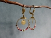 Petites créoles et perles de rocaille* tricolore rose* fermoir coquillage