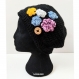Bonnet noir à fleurs