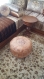 Lot de 2 pouf marocain en cuir fabriqués à la main, cuir ottoman pouf marron clair