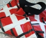 Sac à tarte matelassé et doublé - motifs géométriques blancs/noirs/rouges - tissu enduit
