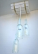 Lampe de plafond dans un baril de vin avec 3 nuances de bouteilles de vin, lustre en bois, lampe suspension, bouteille taillée, edison