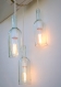 Lampe de plafond dans un baril de vin avec 3 nuances de bouteilles de vin, lustre en bois, lampe suspension, bouteille taillée, edison