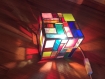 Lampe cubique en vitrail tiffany multicolore de 13 cm de côté 