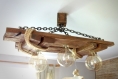 Lustre en bois vieilli, plafonnier en bois vieilli, lustre, rustique, lumière en bois, ampoules edison