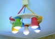 Lustre en bois pour chambre d'enfant avec nuances de coton, ampoules led (inclus), multicolore, plafonnier en bois, lampe suspension, bébé