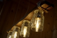 Lampe en verre à bière en bois vieilli, lustre en bois, éclairage suspendu, ampoules edison, tasses à bière rustiques, lampe sur table, pub