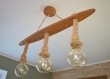 Plafonnier en bois de chêne, lustre en corde, lumière en bois naturel, ampoules edison, luminaire rustique au plafond, lumière en chêne