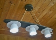 Suspension plafonnier de cuisine en chêne teinté noir et coupelles, éclairage pour la cuisine éclairage lustre luminaire rustique de cuisine