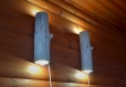 Ensemble d'appliques murales en bois, bougeoirs en bois, lampe à bois, éclairage en bois d'origine