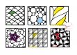 Calendrier perpétuel illustré de motifs zentangles avec une touche de couleur