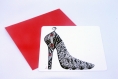 Carte postale « cendrillon » illustrée d’un escarpin noir et de 3 coccinelles