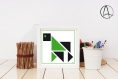 Affiche « gorille » illustrée d'un tangram de gorille vert