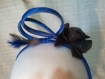 Serre tête style bibi bleu avec fleur noir