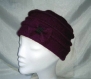 Chapeau à plis en laine bouillie prune avec noeud