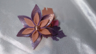 Barrette cheveux fleur en cuir rose et violet