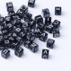 Lot 10 perles lettre au choix alphabet cube noir/blanc bijoux 6 mm de a -z -  neuf