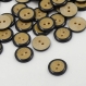 Lot 20 boutons en bois et noir 12.5 mm 2 trous couture scrapbooking