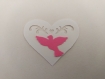 Scrapbooking   100  confettis coeur  ajouré  blanc   colombe fushia mariage                                                                                                                                                                            
