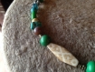 Collier bohème chic ethnique en perles du ghana, os, pierres semi précieuses turquoise, malachite, agate