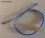 Bracelet macramé bleu intercalaire doré