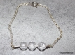 Bracelets chaîne argent et perles transparentes 