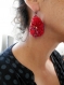 Vendues-boucles d'oreilles textile rouge amour
