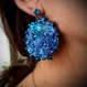 Boucles d'oreilles pendantes rondes,  bleu franc