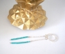 Boucles d'oreille trait en perles de miyuki et argent 925 - bleu turquoise